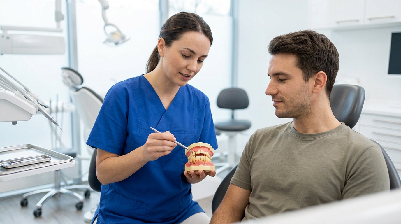diş eti çekilmesi – klinik yakın plan detay